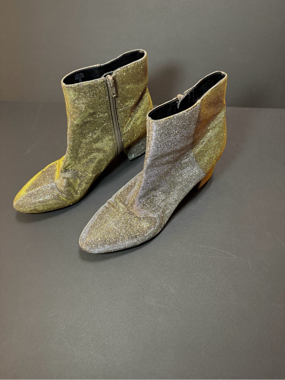 Unisa Two-Tone Metallic Ankle Boots in Gold and Silver